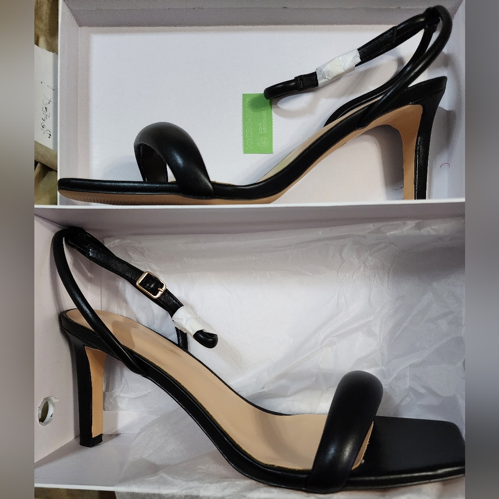 Black Size 13, 3 Inch Strappy High Heels With Wrap around ankle straps